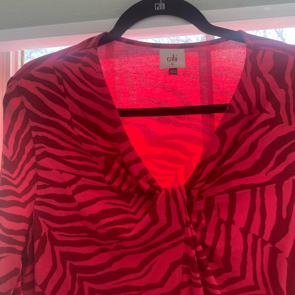 CAbi Red Zebra Print Women's Top